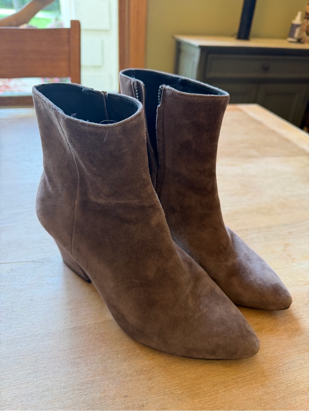 Botkier Brown Suede Pointed Toe Ankle Booties